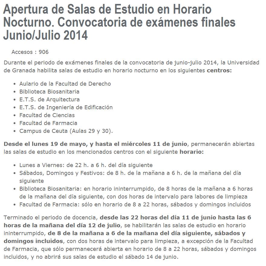 horario salas de estudio